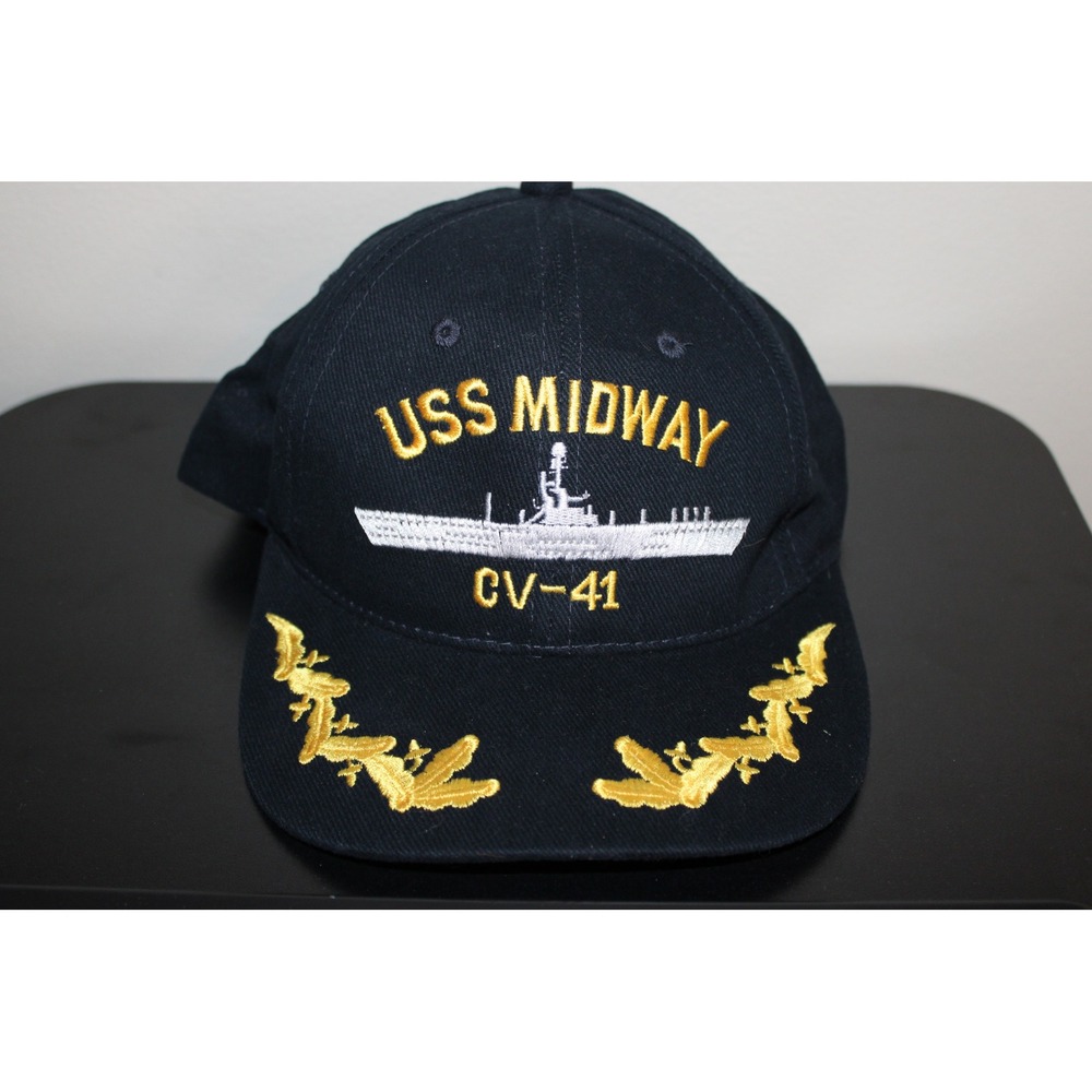 USS Midway CV-41 Hat Navy Blue Landmark Graphics Snapback Cap